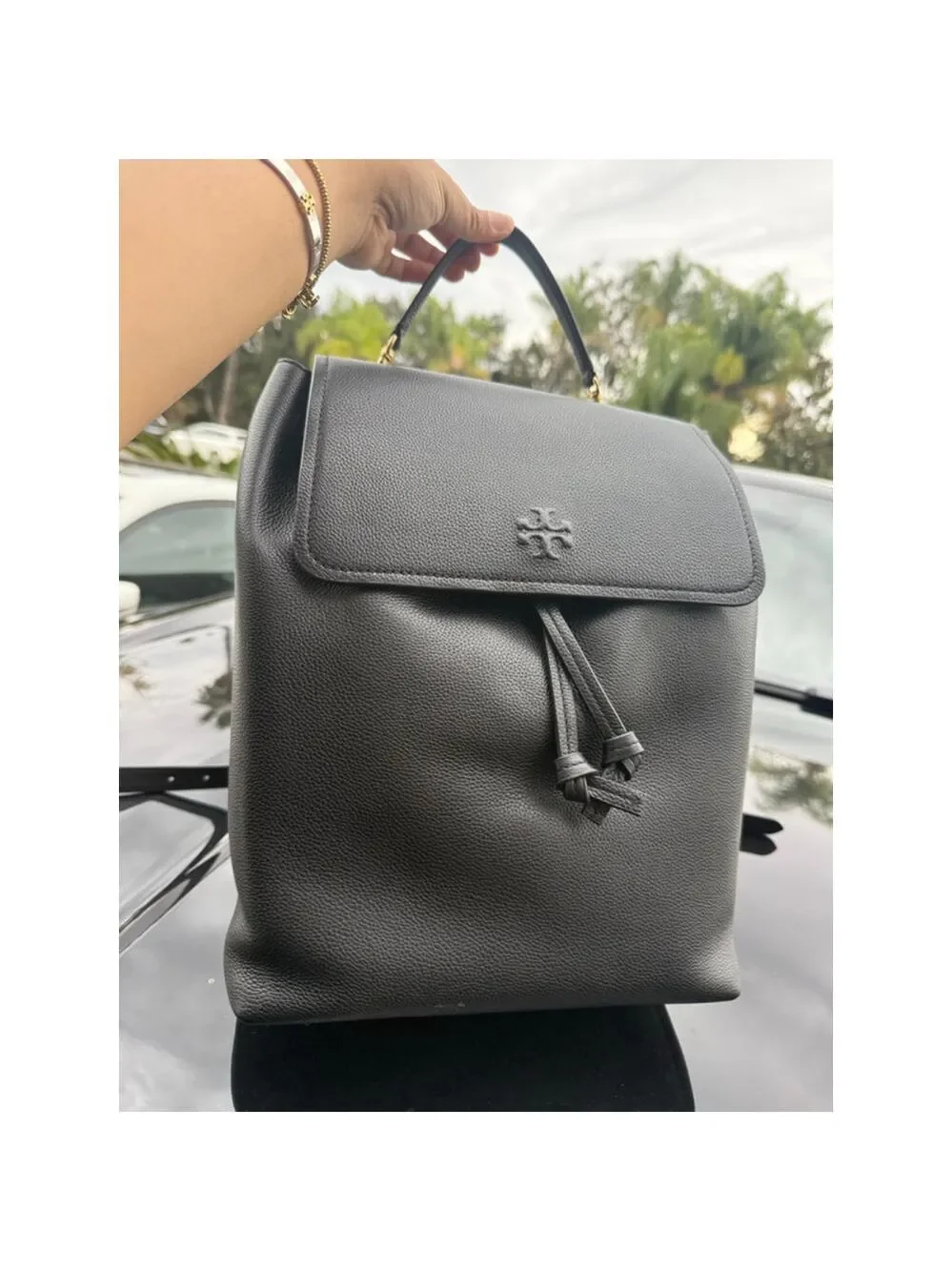 550!+ new Tory Burch Thea Black Leather Backpack